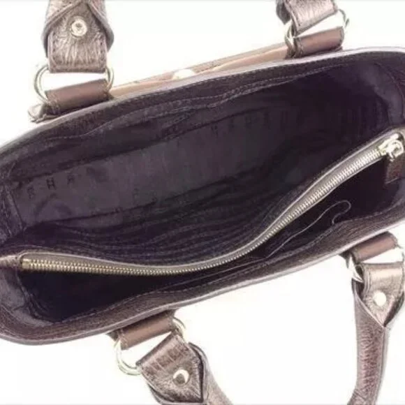 Celine Bag Handbag Brown Nylon Leather Woman Authentic Used